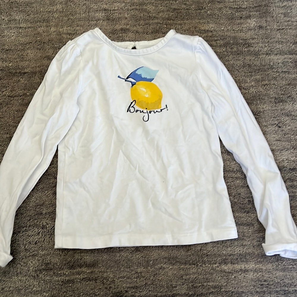 Janie and Jack white long sleeved shirt. With Bonjour decoration.